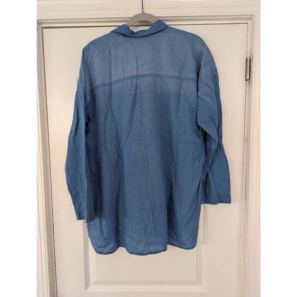 J. Jill Indigo‎ Popover Top women's size medium chambray oversized - Picture 7 of 7
